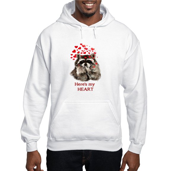 CafePress - Here's My Heart Cute Raccoon Blowing Kisses Quote - Pullover Hoodie, Hooded Sweatshirt