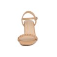 thumbnail image 6 of BLISSFUL STEP Women's Sandals Block Heels Slingback Buckle Woven Sandals Nude 8, 6 of 7
