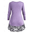 thumbnail image 2 of Camiseta con Panel de Encaje de Talla Extra Rosegal  Mangas largas de talla grande, 2 of 5