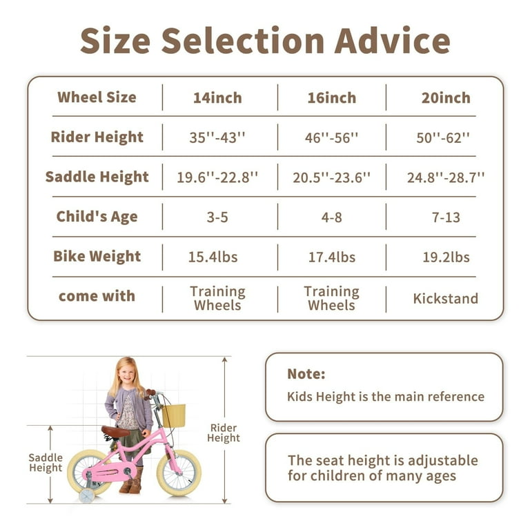 Kids Bike Girls Bike 14 Inch for 5 14 Years Old Kids with Training Wheels Kickstand DEYGIA Retro Toddler Bike for Girls Kids Bicycle with Basket Girls Bicycle Walmart