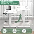 thumbnail image 2 of Escritorio eléctrico elevable 120x60 cm Blanco, altura ajustable, mesa ergonómica con memoria de altura, gancho para audífonos y portavasos, 2 of 9