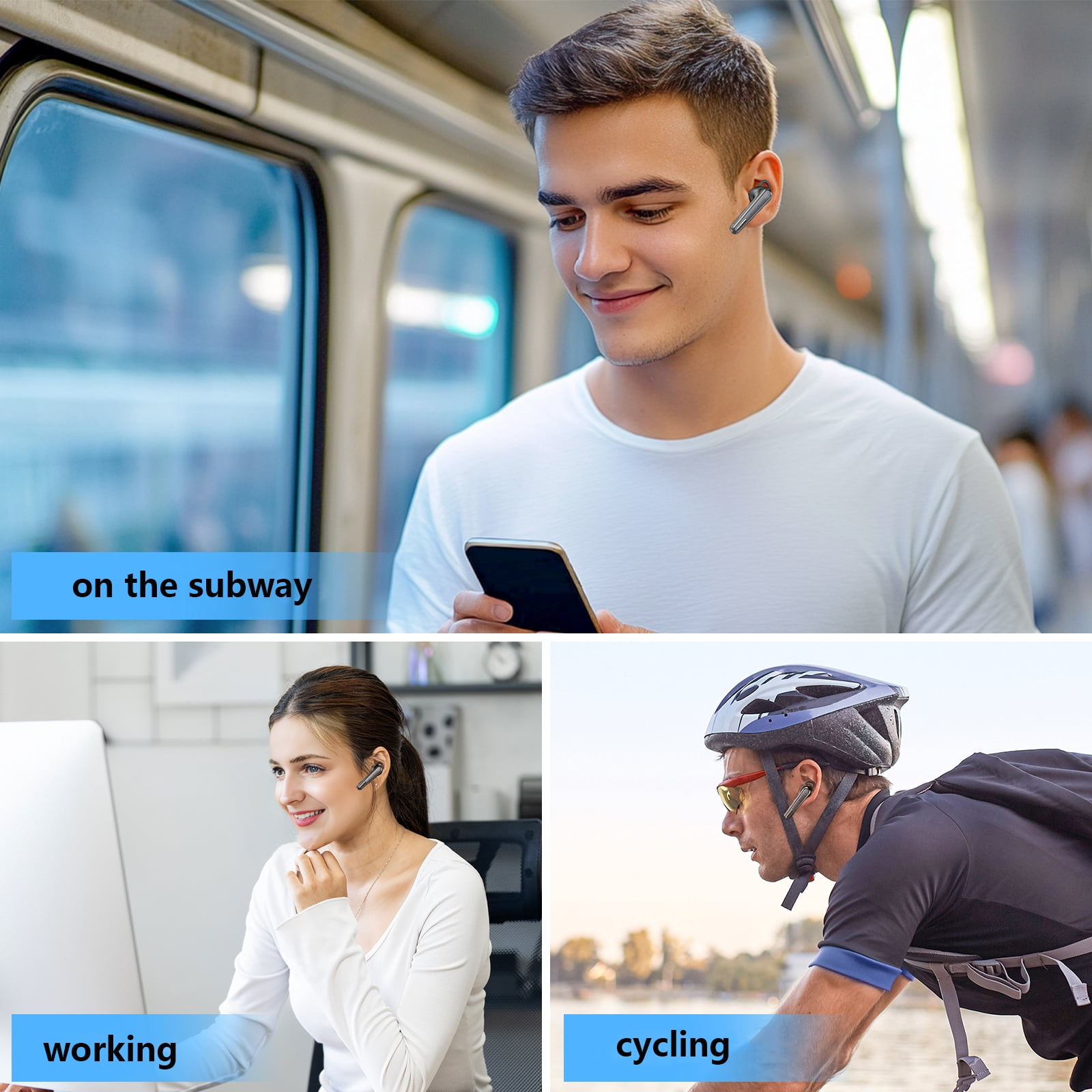 New bee Bluetooth Headset,Wireless Bluetooth Earpiece with ENC Noise Canceling Mic,500mAh Charging Case 180H Standby, LED Display,Single-Ear Hands-Free for Driving/Office/Conference