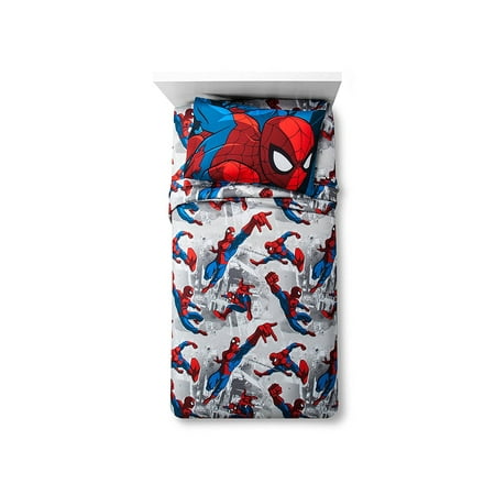 Spiderman Twin Comforter And Sheet Set With Throw And Pillow Buddy