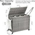 thumbnail image 4 of Laundry Hamper with Wheels, 52.8 Gallon(200L) Rolling Laundry Basket with Lid, 3-Section Rattan Clothes Hamper with 3 Removable Liner & 3 Mesh Bags, Laundry Sorter with Side Pocket, Grey, 4 of 16