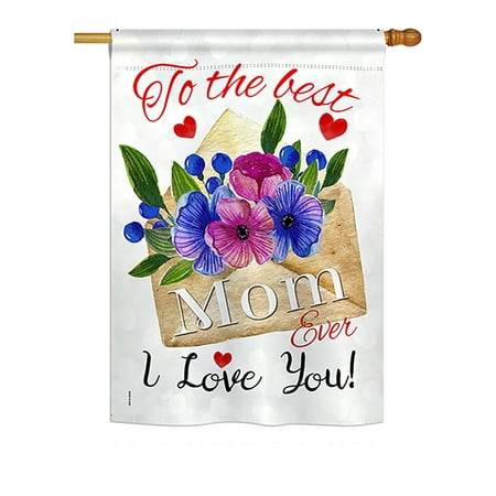 Breeze Decor - To the Best Mom Summer - Seasonal Mother's Day Impressions Decorative Vertical House Flag 28