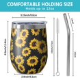 thumbnail image 5 of 12oz Stemless Wine Tumblers Black Sunflower Vacuum Insulated Stainless Steel Travel Tumbler Cups Mug with Lid and Straw for Champaign,Cocktail,Beer with Cleaning Brush, 5 of 5
