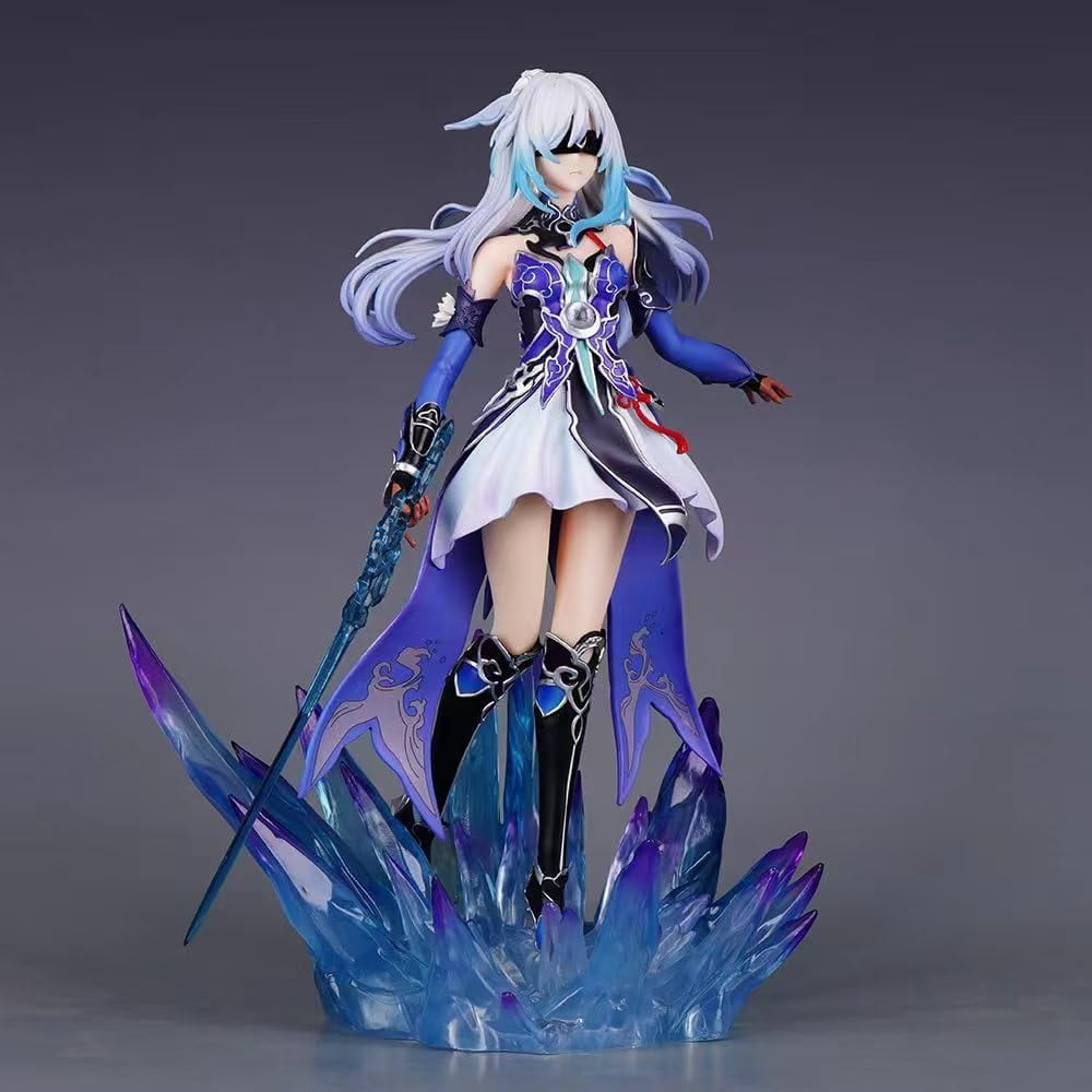 Honkai Impact 3 JingLiu Figure Replacement Eye Mask JingLiu Figurine 29cm/11.4inch Handmade PVC Anime Character Model Statue Collectible Craft Gifts