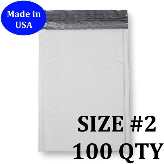 Size #2 (8.5"x11" Interior) Poly Bubble Mailers with Self Seal- 100 QTY Fast Shipping!