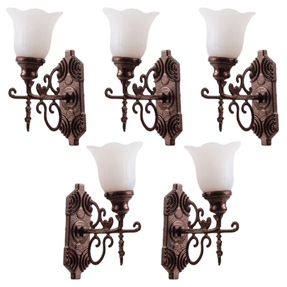 HONMEET Simulation Mini Lamp Mini House Wall Lamps Dark Red 5Pcs