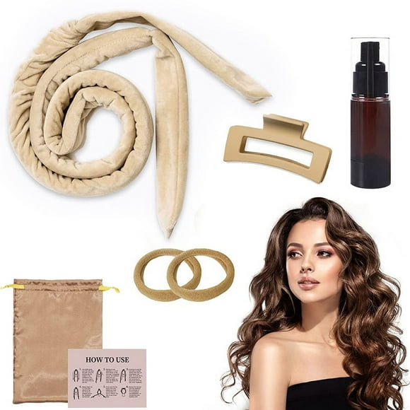 Curler Curls Without Heat, New Non-Slip Heatless Curls, Overnight Curler with Headband Curler Large Curls DIY Heatless Curls Band Hairstyle Set, for Long Medium Hair (Khaki)