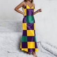 thumbnail image 3 of Gytharion Satin Nightgowns for Women Fashion Plaid Print V-Neck Spaghetti Strap Maxi Sleepdress Soft Comfy Sleeveless Cami Nightdress Summer Casual Side Split Holiday Pajama Dress, 3 of 7