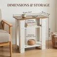 thumbnail image 5 of ZEXVIDA White Narrow Side Table with Oak Top, 3 Tier Modern Farmhouse End Table, Narrow White Nightstand for Bedroom, Nursery, Living Room, Coastal Small Bedside Table with Storage Shelves, 22.8" H, 5 of 10