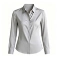 thumbnail image 7 of biudgviw Womens Dress Shirts Formal Fit Long Sleeve Tunic Tops Casual Button Down Collared Satin Blouse for Work Office, 7 of 7