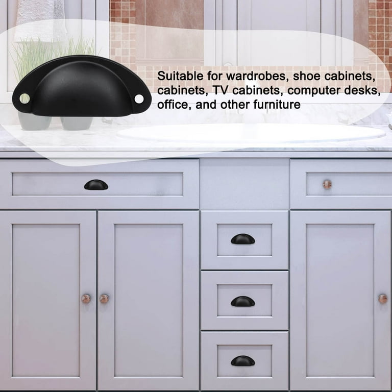 Bin Cup Pulls Cabinet Handles Brushed Black Dresser Pull Handle for  Cupboard Drawer Door 15pcs