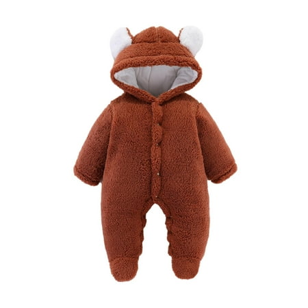 

Newborn Baby Girls Boys Winter Jumpsuit Warm Cute Cartoon Animal Bear Ears Overall Rompers Hooded Jumpsuit Fleece Romper Suits Thick Snowsuit Onesies Bodysuit Outerwear for 0-12months