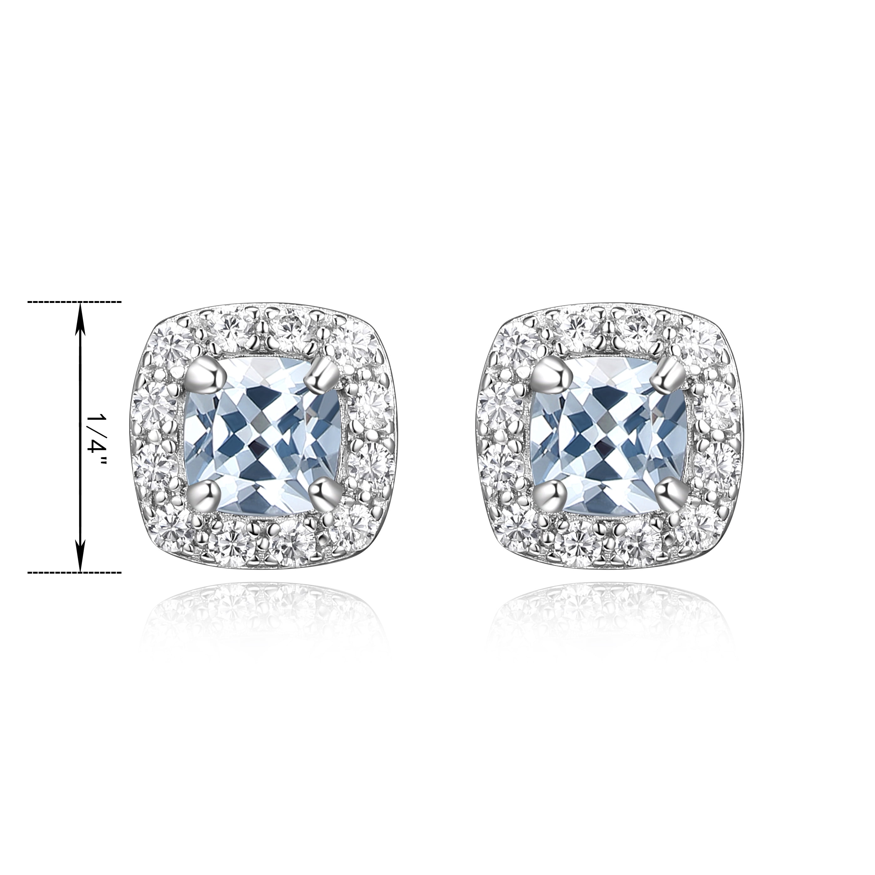 Forever Facets Women's Platinum over Sterling Silver Synthetic Spinel and CZ Stud Earrings