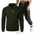thumbnail image 4 of HAiming Mens 2 Piece Tracksuit Long Sleeve Quarter Zip Stand Neck Tops and Cargo Pant Solid Color Outfits with Pockets, 4 of 4
