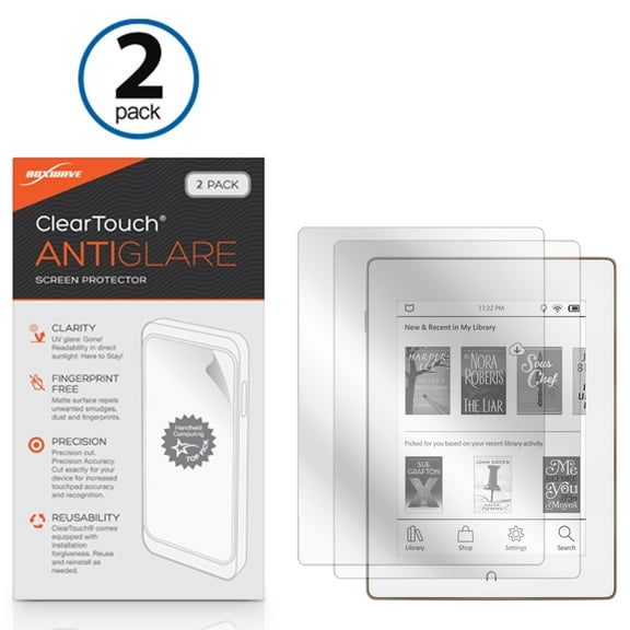 Barnes & Noble Nook GlowLight Plus Screen Protector, BoxWave® [ClearTouch Anti-Glare (2-Pack)] Anti-Fingerprint Matte Film Skin for Barnes & Noble Nook GlowLight Plus