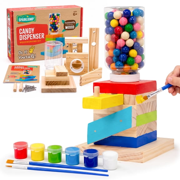 SparkJump DIY Wooden Candy Dispenser Craft Kit Build and Paint
