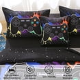 thumbnail image 3 of OKKEEY Boy Twin Gaming Comforter Sets, 6 Pcs Video Gamer Bed in a Bag for Kids Teens, Ps5 Xbox Bedding Set Children's Room Decor Gift, Soft Microfiber Black Graffiti Game Bed for All Season, 3 of 10