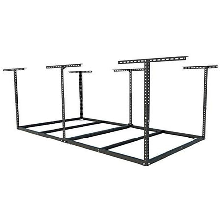 FLEXIMOUNTS 4x8 Overhead Garage Storage Rack without Decking Adjustable Ceiling Garage Rack Heavy Duty  600lbs Weight Capacity 96  Length x 48  Width x (22  -40  Ceiling Dropdown)  Black