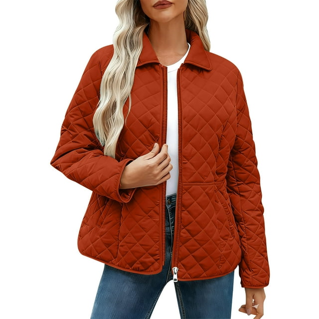 Womens Puffer Jacket Quilted Barn Jackets Long Sleeve Button Down Winter Quilted Jackets Puffy Coats Quilted Bomber Jacket Puffer Jacket Outerwear Coats with Pockets