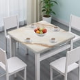 thumbnail image 3 of White Gold Marble Pattern Square Fitted Tablecloth with Elastic Edge,Square Table Cover,Washable Elastic Table Cover for Home Kitchen Party Decor 34"x34", 3 of 6