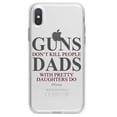 thumbnail image 1 of DistinctInk Clear Shockproof Hybrid Case for iPhone XS Max (6.5" Screen) - TPU Bumper Acrylic Back Tempered Glass Screen Protector - Guns Don't Kill People, Dads with Pretty Daughters, 1 of 5