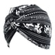 thumbnail image 3 of Turbante de quimio torcido de floral a la moda para mujer Sombrero musulmán Hijib Headwear negro Hugo Turbante de algodón con estampado floral, 3 of 5