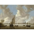 thumbnail image 2 of Jan van Goyen 18x14 Black Ornate Wood Framed Double Matted Museum Art Print Titled - View of Dordrecht from the North (Early 1650s), 2 of 5