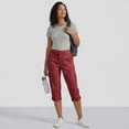 thumbnail image 6 of Dwellite Cargo Pants For Women 2026 Summer Casual High Waisted Button Loose Travel Hiking Comfy Capri Cropped Pants With Pockets Wine M, 6 of 8