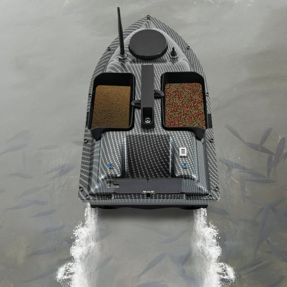 RC Fishing Boat, Bait Boat for Surf Fishing Gray ABS Fishing Bait Boat, 52W Battery Powered Designed with Night Lights