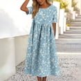 thumbnail image 6 of Fewfanhot Spring Dresses for Women Summer Short Sleeve Midi Dress with Pockets Casual Aline Flowy Tshirt Dress Floral Vocation Beach, 6 of 7
