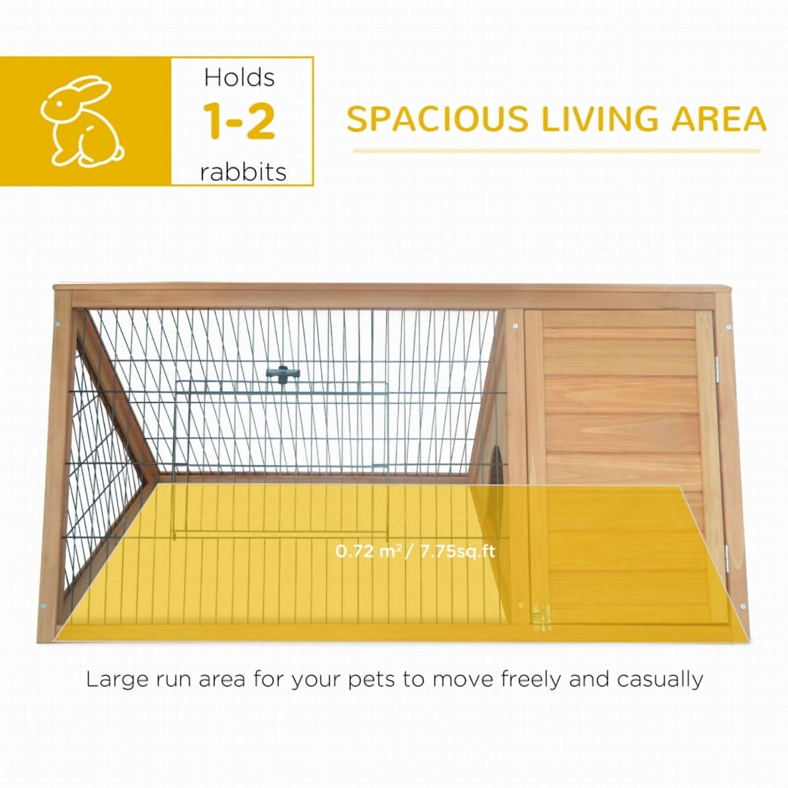 PawHut 46" x 24" Wooden Outdoor Rabbit Cage Small Animal Hutch with Outside Run & Ventilating Wire, Yellow
