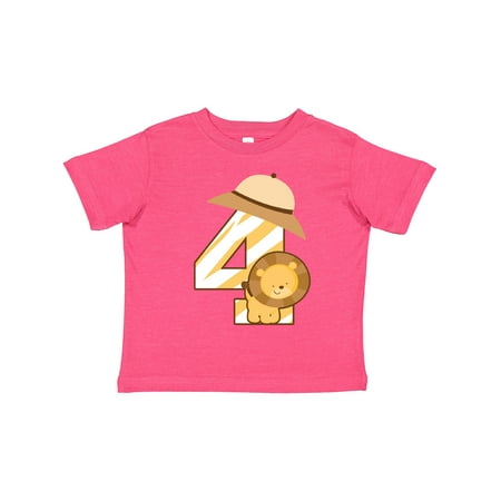 

Inktastic 4th Birthday Jungle Safari Lion 4 Year Old Boys or Girls Toddler T-Shirt