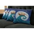 thumbnail image 5 of Ambesonne Moon Throw Pillow Cover 4 Pack, Old Ship Riding Waves, 18", Blue Brown White, 5 of 5