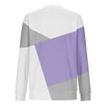 thumbnail image 4 of Olyvenn Stylish Knit Sweater T Shirt for Women Color Block Geometric Print Long Sleeve Crewneck Pullover Casual Loose Fit T-Shirt Spring Top Purple 10, 4 of 5