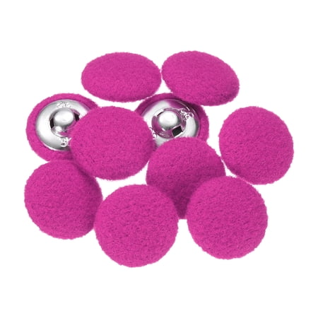 Uxcell 10pcs Fabric Cloth Covered Buttons 0.8 Round Plush Sweaters Button with Aluminum Shank Sewing Button Rose Red