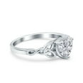 thumbnail image 2 of Simulated Cubic Zirconia Size-5 Heart Celtic Art Deco Wedding Engagement Bridal Promise Ring 925 Sterling Silver, 2 of 7
