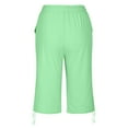 thumbnail image 7 of YUGYXL Womens Linen Drawstring Shorts Trendy Capri Pants with Pockets Beach Pants Going Out Pants Mint Green M, 7 of 7