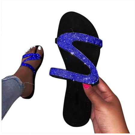 

Women s Slip on Sandals Slide Glitter Bling Casual Sandal Flat Open Toe Sparkle Slides Cute Casual Summer Beach Wear Crystal Slippers Sandals