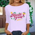 thumbnail image 2 of Outfmvch 3/4 Length Sleeve Womens Tunic Holiday Party Outfits Graphic Tees for Women 3/4 Length Sleeve Womens Tops Plain Shirts for Women Mardi Gras Shirts for Women 3/4 Sleeve Tunic Tops Blue L, 2 of 7