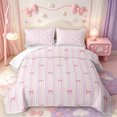 thumbnail image 2 of Manfei Pink Bowtie Quilt Full,Geometric Lines Art Full Bedspread Sets,3pcs,1 Coverlet and 2 Pillowcases, 2 of 7