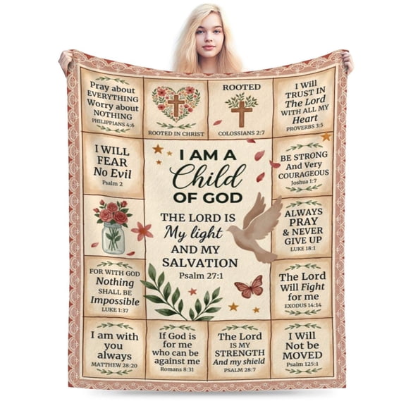 Christian Gifts for Women, Christian Blanket with Bible Verse , Religious, Inspirational, Spiritual Gifts for Friend, Mom, Sister, Daughter, I am A Child of God Soft Throw Blanket 50x40