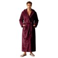 thumbnail image 3 of LangJing Mens Fleece Hooded Bathrobe Shawl Collar Soft Plush Robes for Men Shower Spa House Bath Robe with Pockets Wine,XL, 3 of 6