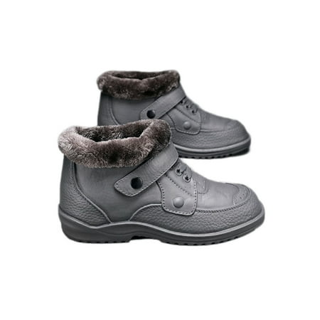 

Avamo Mens Comfort Low Calf Boot Drawstring Booties Outdoor Lightweight Plush Lined Boots Grey 10