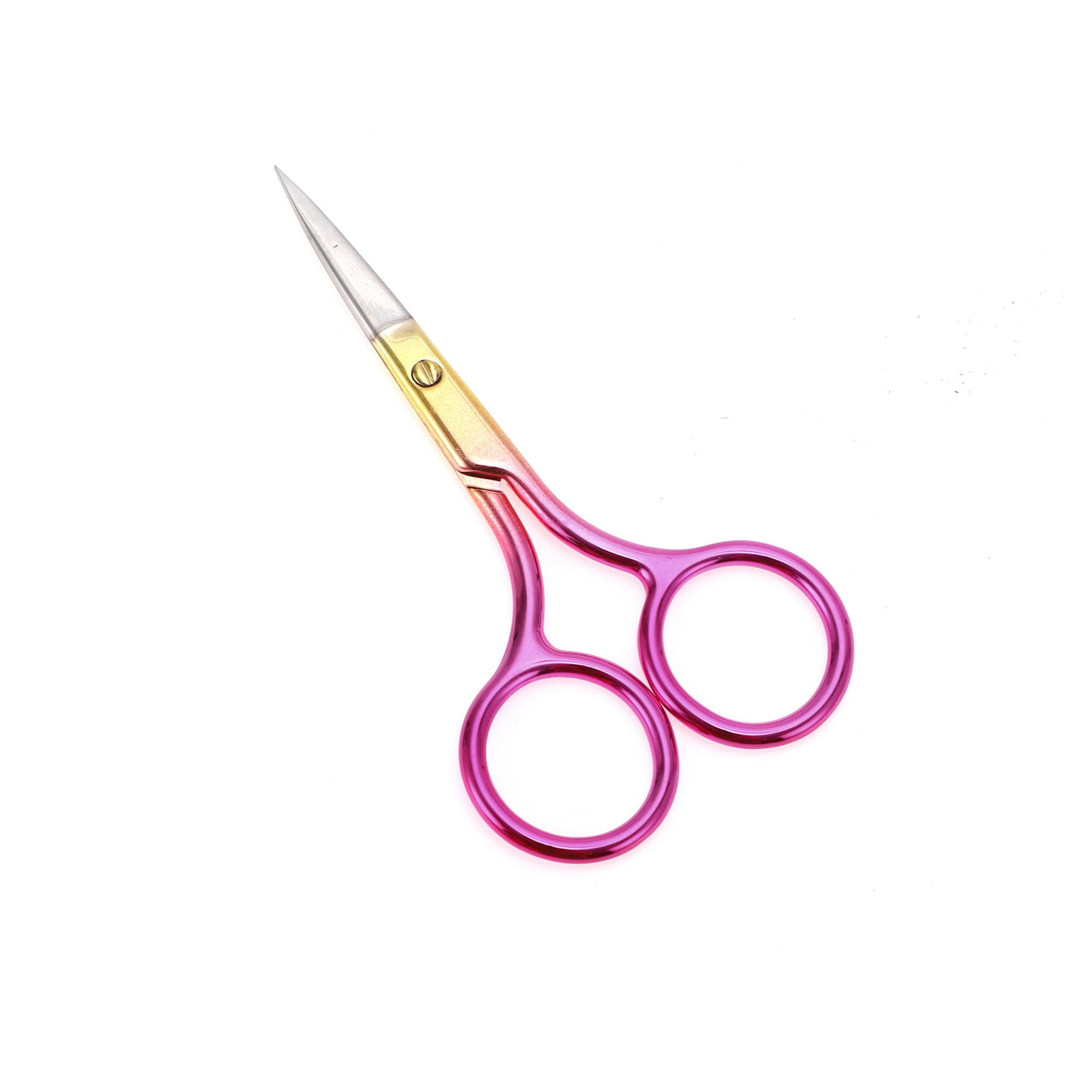 Unique Bargains 1 Pc Fine-edged Scissors Facial Hair Bedroom Gold Tone Pink
