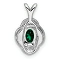 thumbnail image 4 of Sterling Silver Rhodium-plated Diam. & Created Emerald Pendant QBPD12MAY, 4 of 4