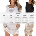 thumbnail image 3 of SELONE Women White Cover up Crochet Dresses Long Sleeve Cutout Bathing Suit Off Shoulder Ruffled Mid Swimsuit L, 3 of 5