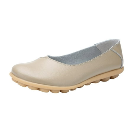 PLLFRLRT Loafers for Women Dressy Slip on Loafers Flats Shoes Comfort Wide Width Penny Loafers 2024 Dressy Flat Shoes Driving Work Shoes(Beige 6)